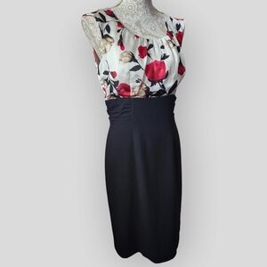 White House Black Market Floral/Black Pencil Dress size 8